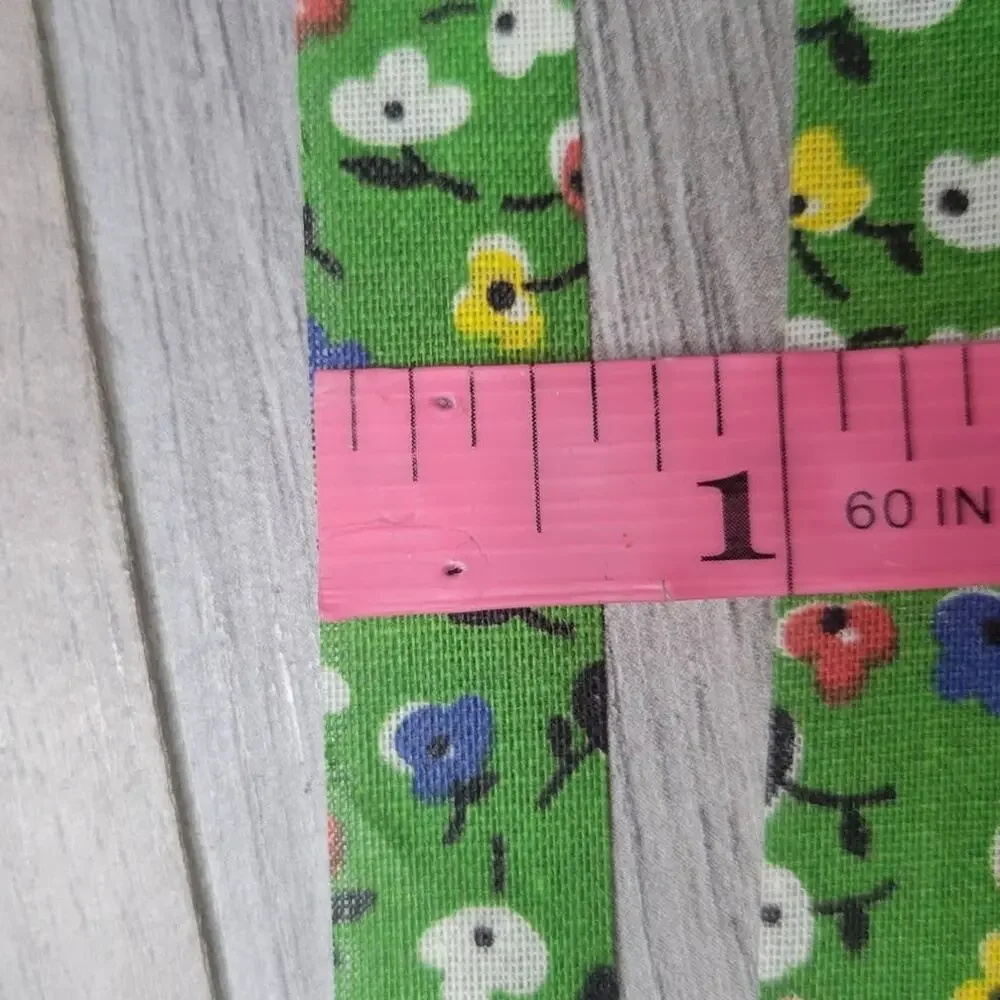 Vintage Calico Green Floral Print Cut Edge Ribbon (3 rolls)